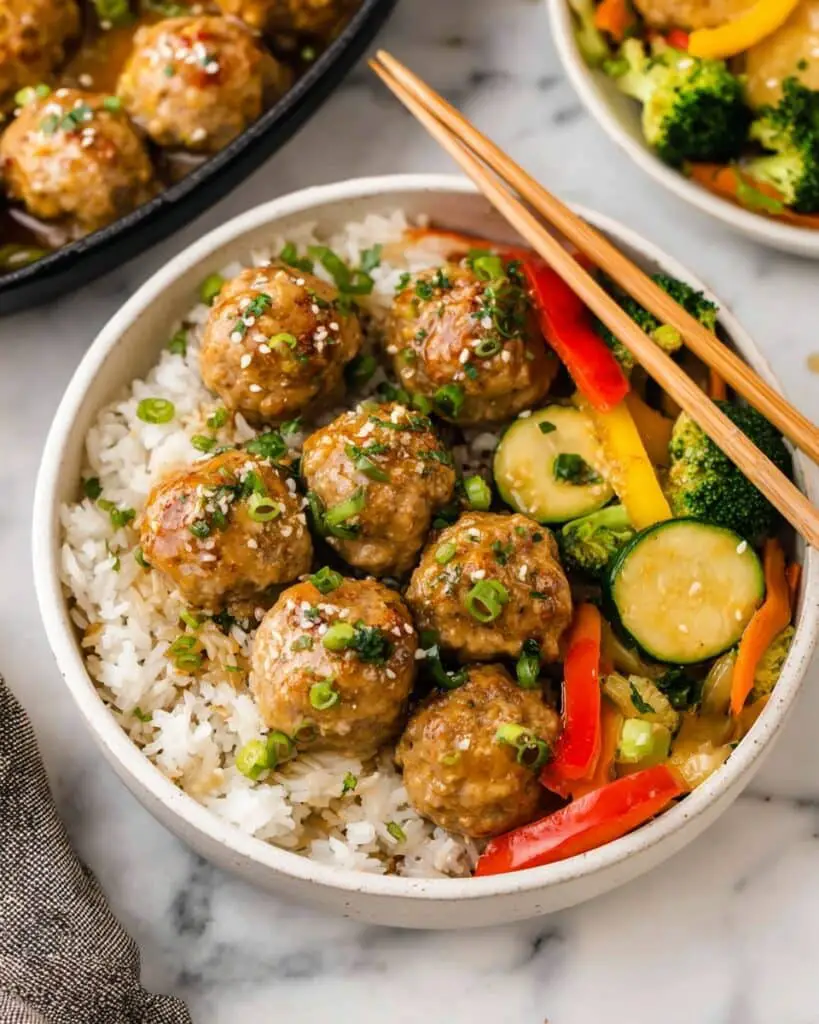 Asian Chicken Meatballs with Honey Soy Dipping Sauce Recipe
