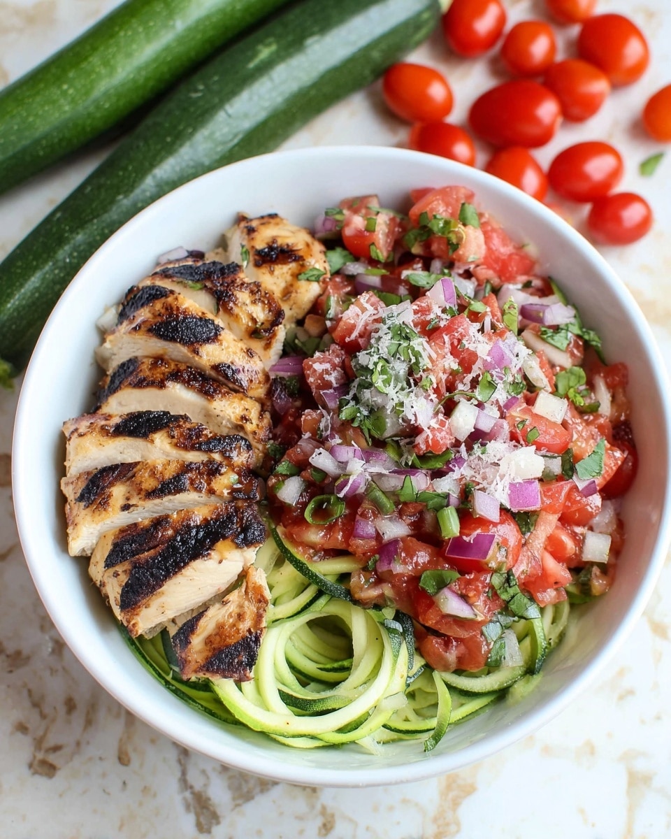 Bruschetta Chicken Zoodle Bowls Recipe