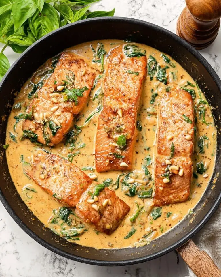 25-Minute Pan-Seared Trout with Creamy Pesto Sauce Recipe