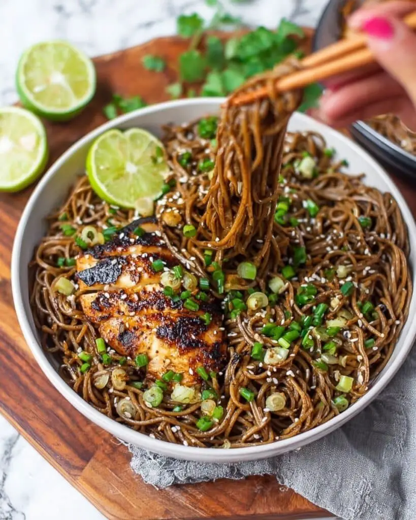 Cold Soba Noodle Salad with Vegetables and Sesame Dressing Recipe