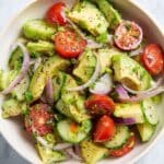 Creamy Avocado Salad with Tomato, Cucumber, and Lime Dressing Recipe