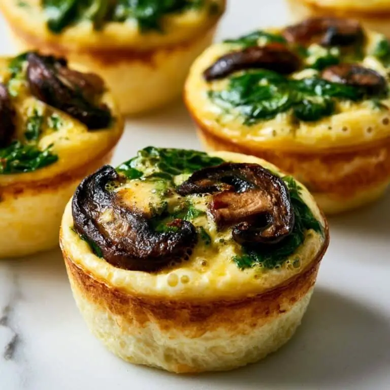 Cheese, Mushroom, and Spinach Quiche Muffins Recipe