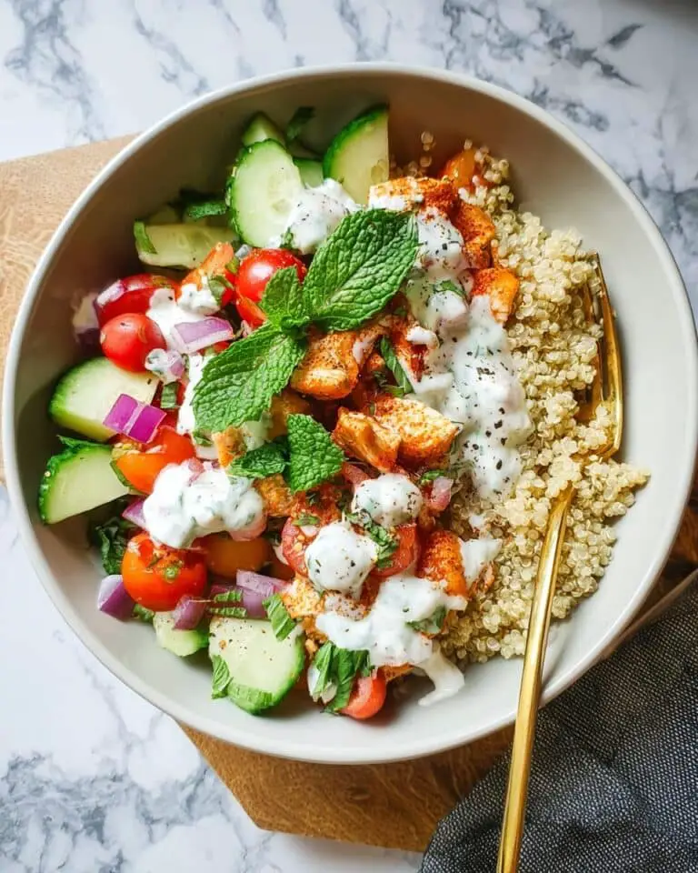 Mediterranean Chicken Bowls with Harissa Honey Chicken and Tzatziki Recipe