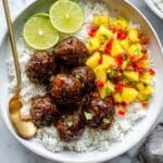 Honey Garlic Chicken Meatballs with Pineapple Salsa Recipe