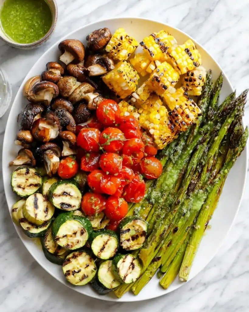 Easy Grilled Vegetables with Basil Garlic Sauce Recipe