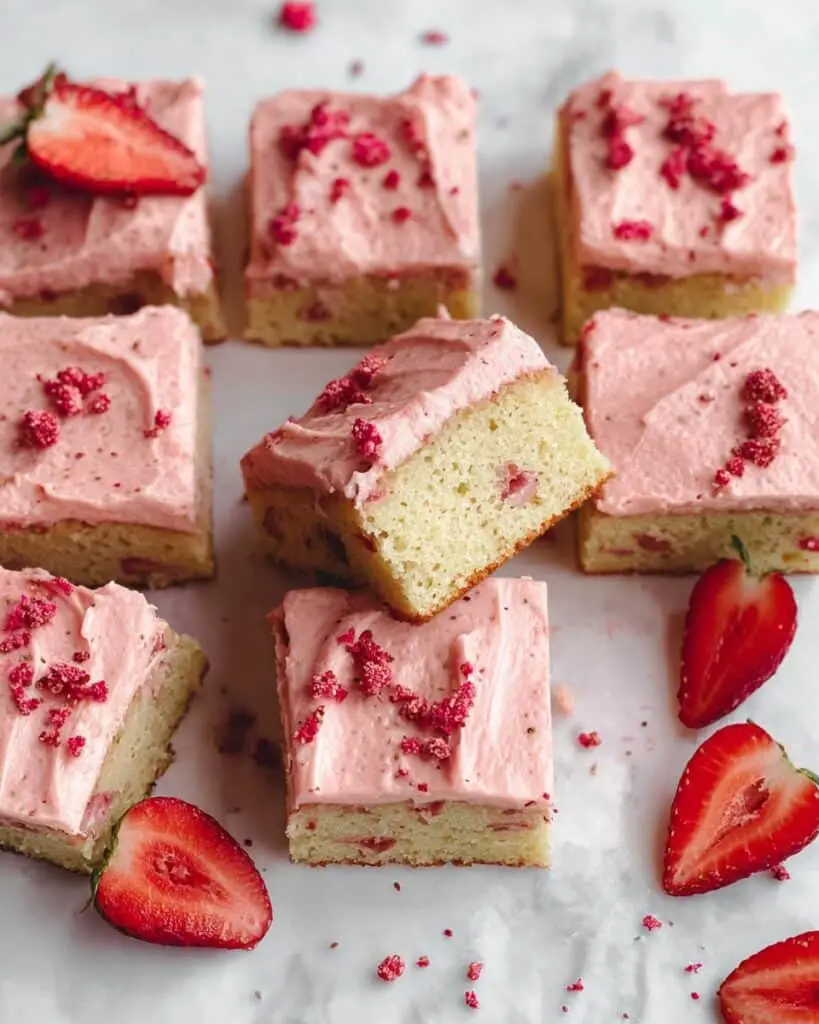 Strawberry Snack Cake with Cream Cheese Frosting Recipe