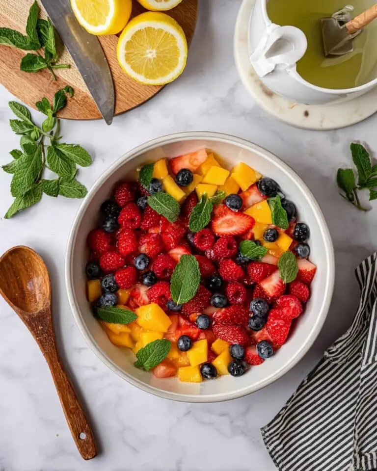 Fruit Soup with Mixed Berries, Peaches, and Mango Recipe