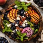 Grilled Peach Salad with Blackberries, Avocado and Maple Pecans Recipe