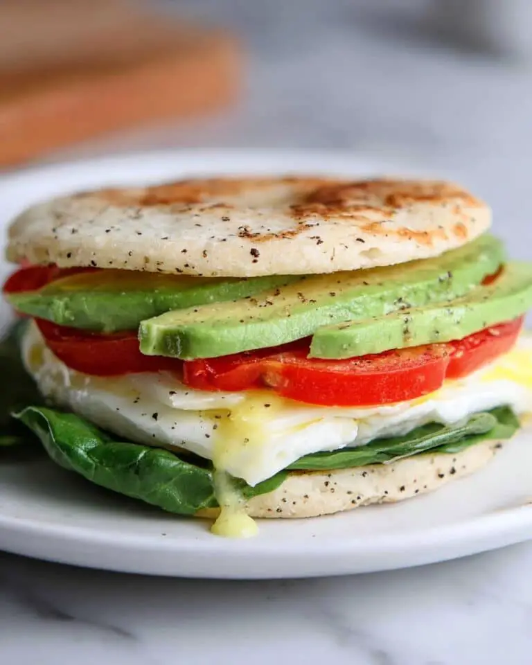 Egg White Breakfast Sandwiches with Spinach, Tomato, Avocado, and Mozzarella Recipe