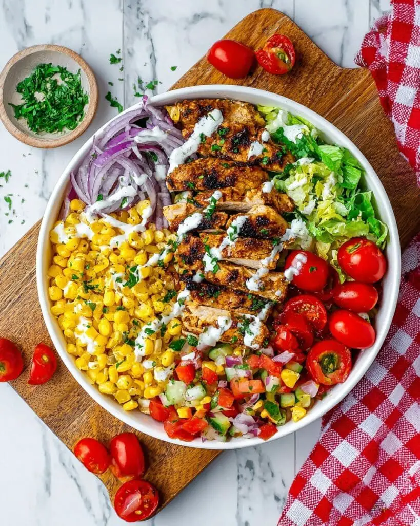 Homemade Street Corn Chicken Rice Bowl Recipe