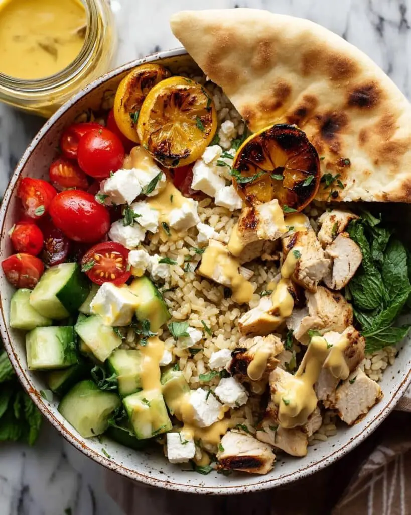 Greek Grilled Chicken and Rice Bowl with Feta Recipe