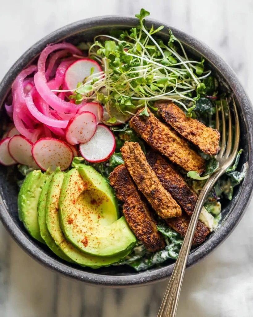 Blackened Tempeh Salad with Cajun Ranch Dressing Recipe
