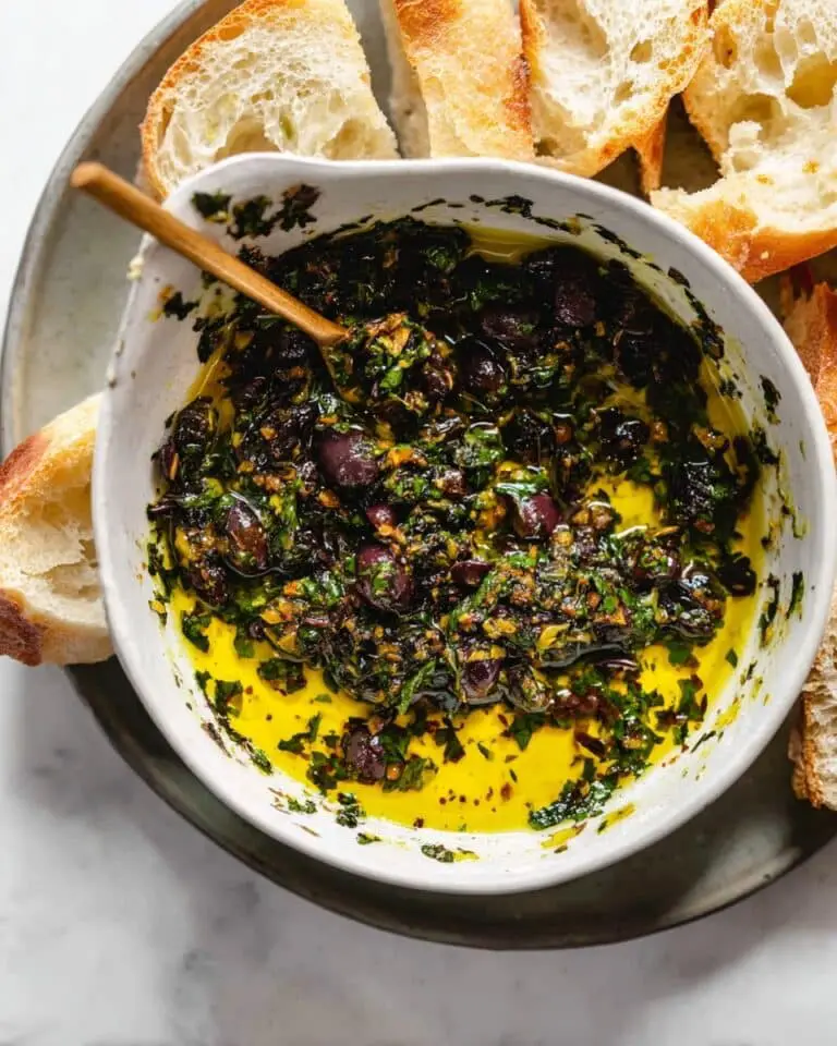 Bread Dipping Oil with Herbs, Olives, and Parmesan Recipe