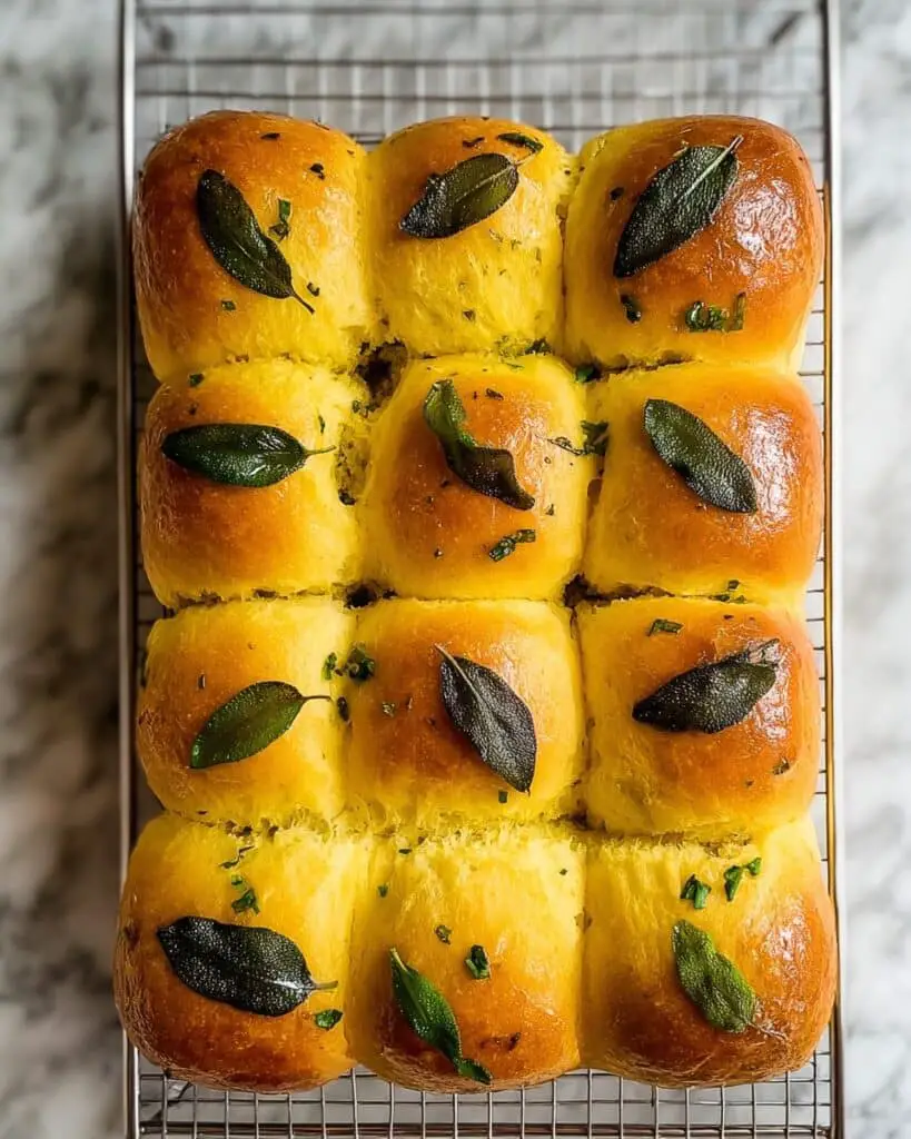 Soft Pumpkin Pull Apart Rolls with Sage Butter Recipe