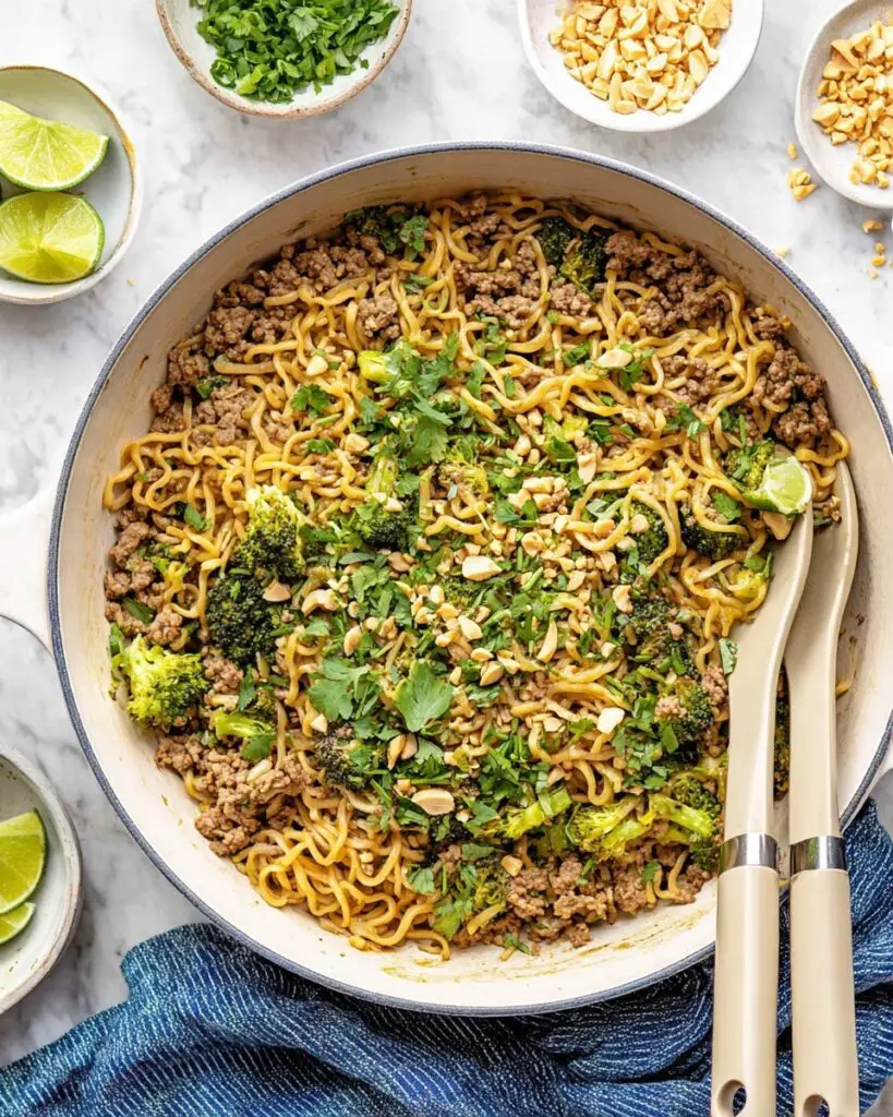 Sesame Ground Beef Peanut Noodles Recipe