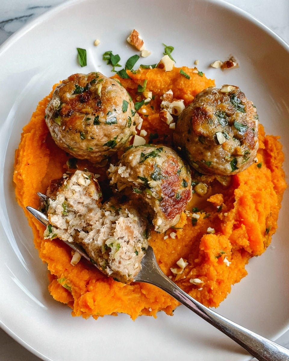 Apple Chicken Meatballs with Spiced Sweet Potatoes Recipe