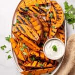 Grilled Sweet Potatoes with Lemon Garlic Yogurt Dipping Sauce Recipe