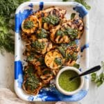 Grilled Chicken Thighs with Fresh Herb Gremolata and Charred Lemon Recipe