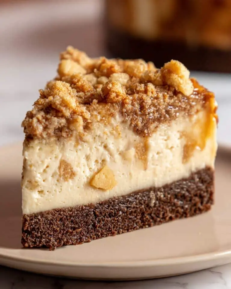 Apple Crumble Cheesecake with Vegan Cream Cheese and Spiced Apple Filling Recipe
