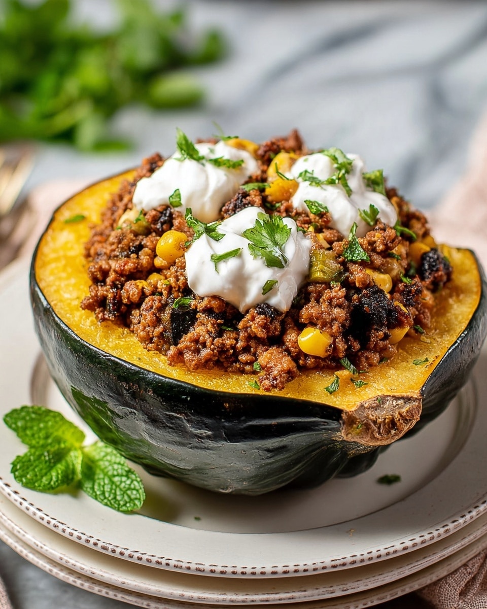 Stuffed Acorn Squash with Beef, Fruits, and Whipped Goat Cheese Recipe