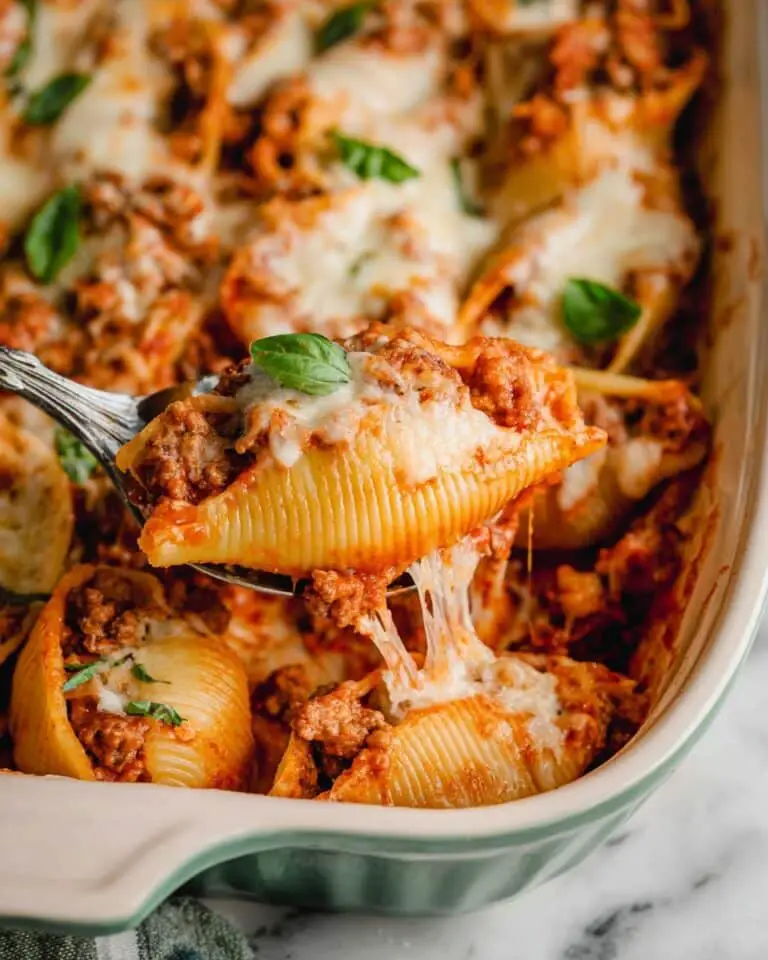 Cottage Cheese Stuffed Shells with Ground Beef Recipe