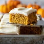 Pumpkin Sheet Cake Bars with Cream Cheese Frosting Recipe